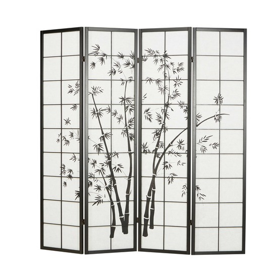 Homestyle4u Rumsavdelare - 4 Delar - Svart Bambu