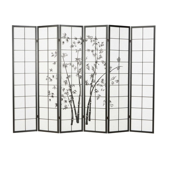 Homestyle4u Rumsavdelare - 6 Delar - Svart Bambu