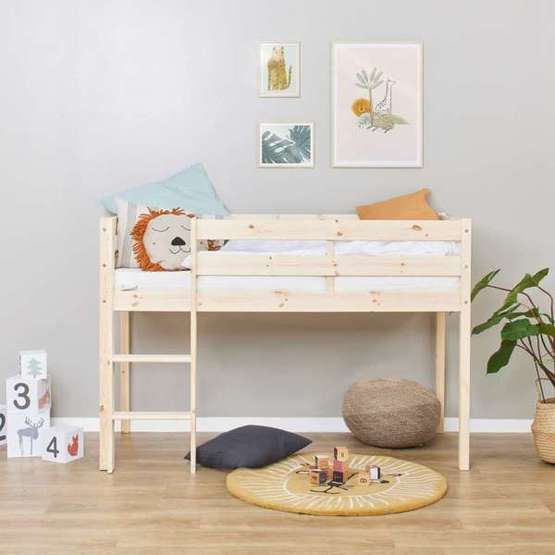 hoppekids - loftsäng seminhög eco comfort - 70x160 cm natural