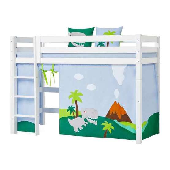 Hoppekids - Gardin Dinosarier Till Halvhög (Mid-high) Loftsäng 90x200 Cm