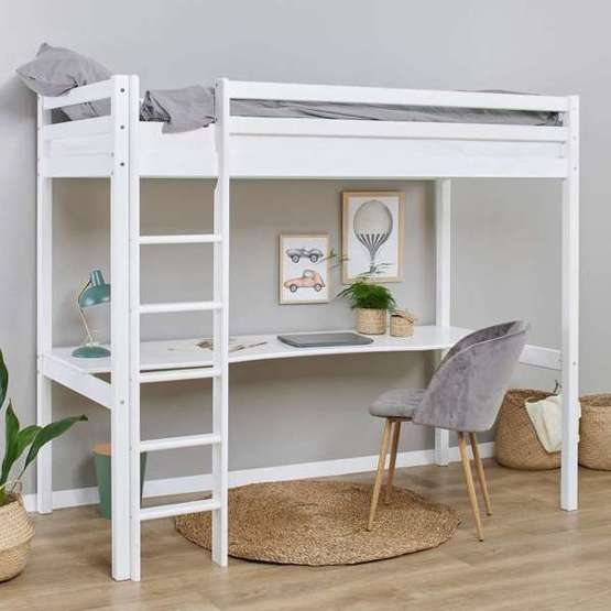 Hoppekids - Loftsäng - ECO Dream Med Skrivbord 90x200 Cm Vit
