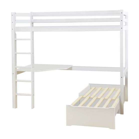 Hoppekids - Loftsäng - ECO Dream Med Skrivbord Och Extrasäng 90x200 Cm Vit