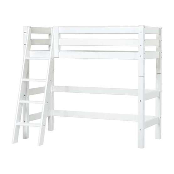 hoppekids - loftsäng eco luxury halvhög med lutande stege - 70x160 cm vit