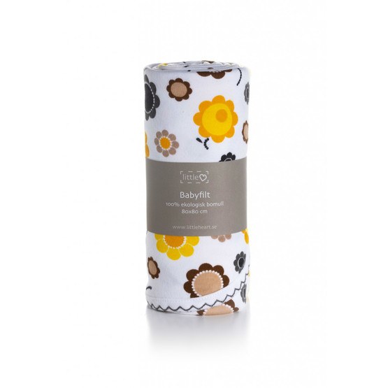 Littleheart - Filt Retro Flower - Gul