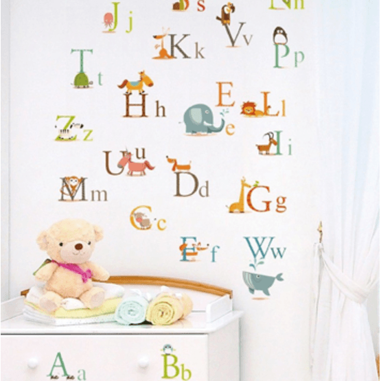 Hemdekor - Väggdekor Bokstäver Med Roliga Djur