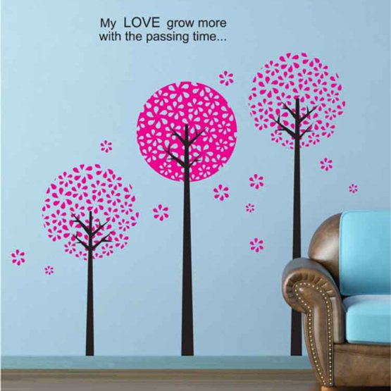 Hemdekor - Väggdekor Tre rosa träd