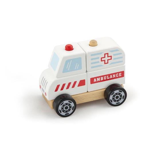 Leklyckan - Plockbil I Trä - Ambulans