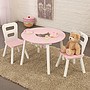 Kidkraft - Bord Och Stolar - Round Storage Table and 2 Chairs Set - White &amp; Pink