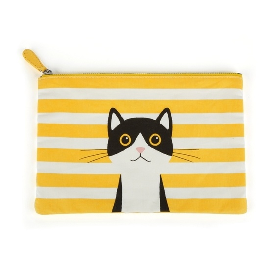 Catseye - Yellow Cotton Cat Large Flat Bag