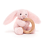 Jellycat - Gosedjur - Bashful Pink Bunny Wooden Ring Toy