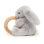 Jellycat - Gosedjur - Bashful Silver Bunny Wooden Ring Toy