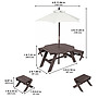 Kidkraft - Utemöbler - Octagon Table, Stools & Umbrella Set- Bear Brown & Beige