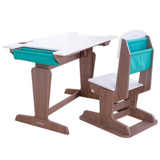 Kidkraft - Skrivbord Med Stol - Pocket Adjustable Desk and Chair - Gray Ash