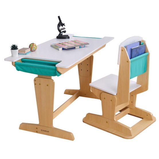 Kidkraft – Skrivbord Med Stol – Pocket Adjustable Desk and Chair – Natural