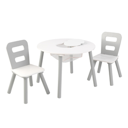 Kidkraft - Runt bord m. 2 stolar - Grå/Vit