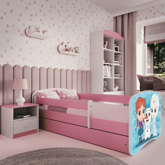 Kocot Kids Barnsäng - Babydreams Rosa - Frozen Med Låda Och Madrass 160x80 Cm
