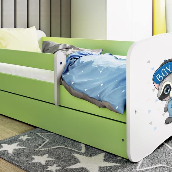 Kocot Kids Barnsäng – Babydreams Grön – Racoon 140×70 Cm