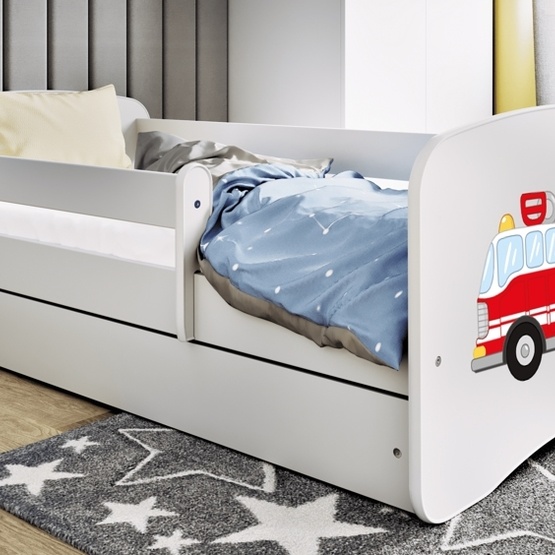 Kocot Kids Barnsäng – Babydreams Vit – Fire Truck Med Låda 180×80 Cm