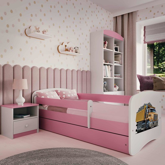 Kocot Kids Barnsäng – Babydreams Rosa – Truck Med Låda Och Madrass 140×70 Cm