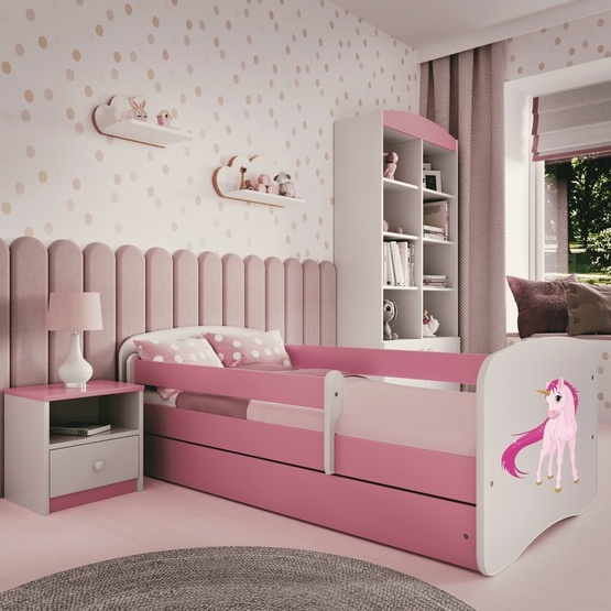 Kocot Kids Barnsäng - Babydreams Rosa - Unicorn Med Låda 180x80 Cm