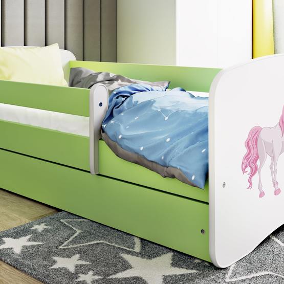 Kocot Kids Barnsäng – Babydreams Grön – Princess And Horse Med Låda 160×80 Cm