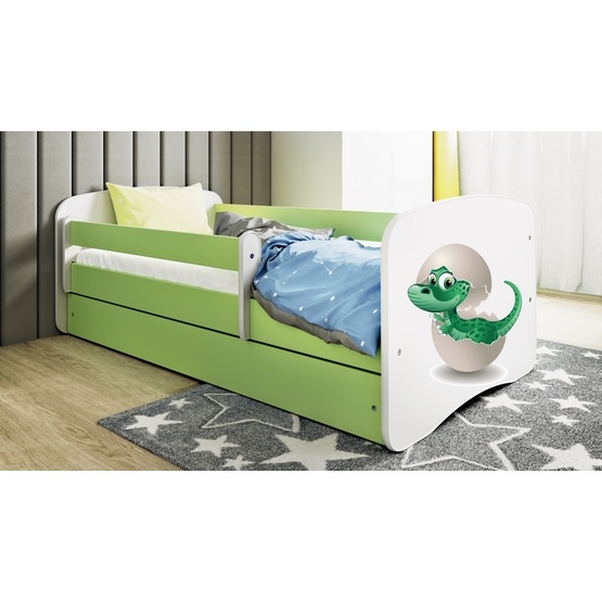Kocot Kids Barnsäng – Babydreams Grön – Dinosaur Med Låda 140×70 Cm