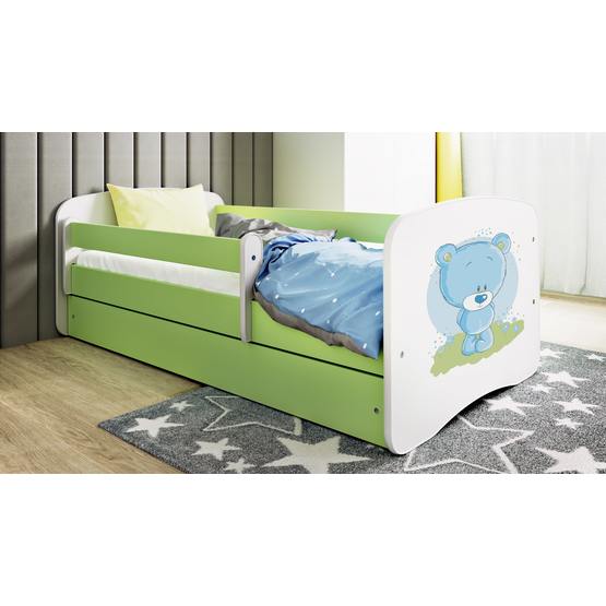 Kocot Kids Barnsäng – Babydreams Grön – Blå – Bear Med Låda Och Madrass 180×80 Cm