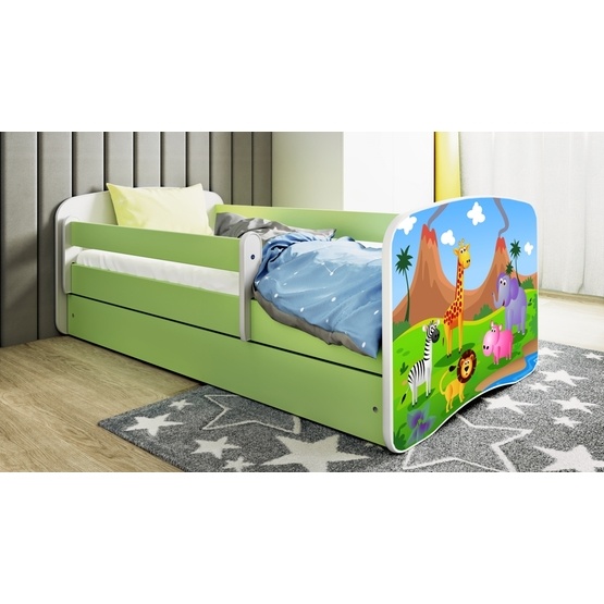 Kocot Kids Barnsäng – Babydreams Grön – Safari Med Madrass 160×80 Cm