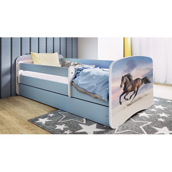 Barnsäng - Babydreams Blå - Galloperande Hästar 140x70 Cm