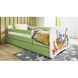 Barnsäng - Babydreams Grön - Djur 140x70 Cm