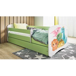 Barnsäng - Babydreams Grön - Små Dinosaurier 160x80 Cm