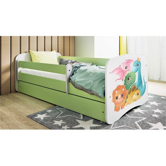 Barnsäng - Babydreams Grön - Små Dinosaurier 160x80 Cm