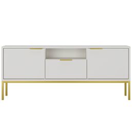 Austin - Tv Bänk 135 cm - Vit Och Guld