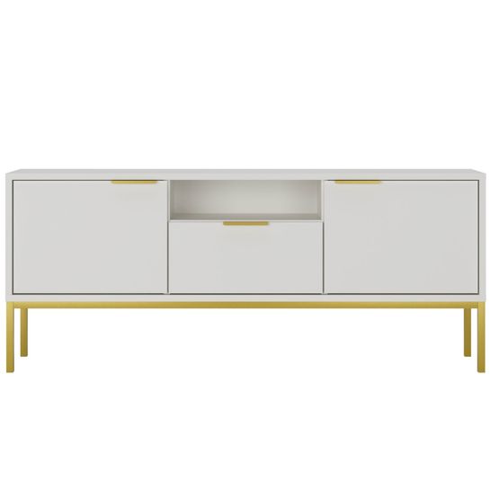 Austin - Tv Bänk 135 cm - Vit Och Guld