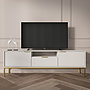 Austin - Tv Bänk 135 cm - Vit Och Guld