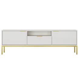 Austin - Tv Bänk 175 cm - Vit Och Guld