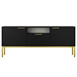 Austin - Tv Bänk 135 cm - Svart Och Guld