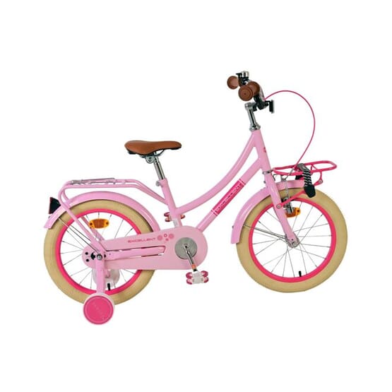 Volare - Barncykel - Excellent 16 Tum Rosa - Fotbroms Med Pakethållare Fram
