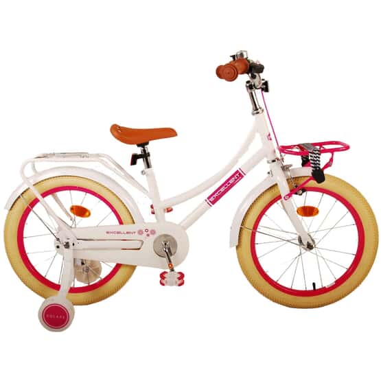 Volare - Barncykel - Excellent 18 Tum Vit - Fotbroms Med Pakethållare Fram