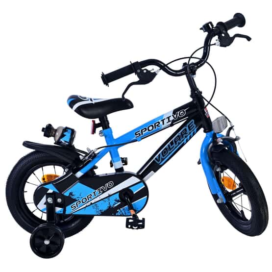 Barncykel - Volare - Sportivo Kinderfiets - 12 Tum - Blå Svart - Två Handbromsar