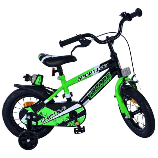 Barncykel - Volare - Sportivo Kids Bike - 12 Tum - Grön Svart