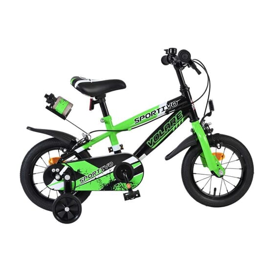 Barncykel - Volare - Sportivo Kinderfiets - 12 Tum - Grön Svart - Två Handbromsar