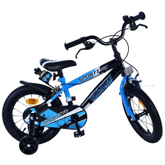 Barncykel - Volare - Sportivo Kinderfiets - 14 Tum - Blå Svart - Två Handbromsar