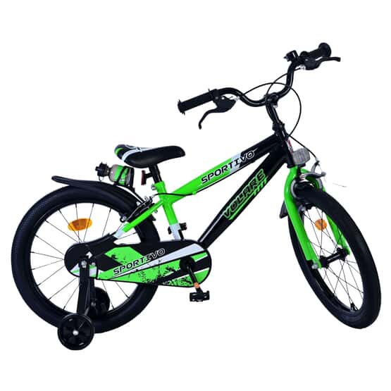 Barncykel - Volare - Sportivo Kinderfiets - 18 Tum - Grön Svart - Två Handbromsar