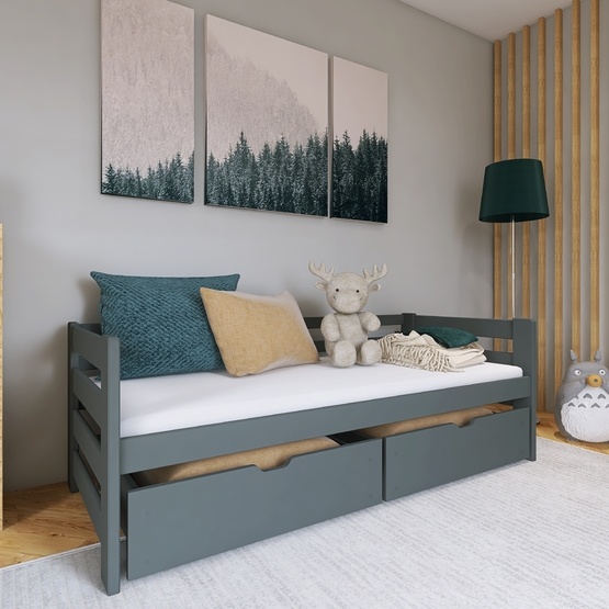 Lano Meble ERGO – Enkelsäng Med Lådor – 90×190 Cm – Grafit