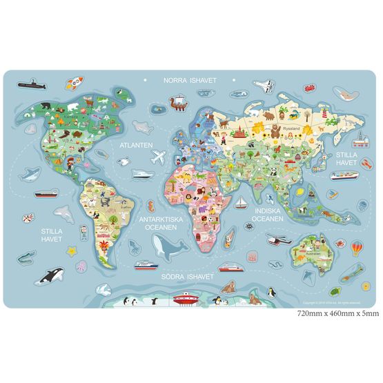 Leklyckan - Väggkarta Världen Magnetpussel Och Whiteboard