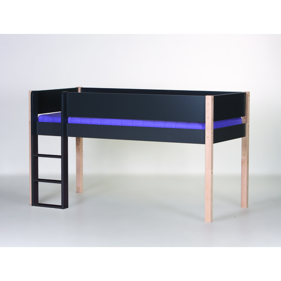 manis-h - frej - miniloftsäng - 90x160 - antracit med naturben