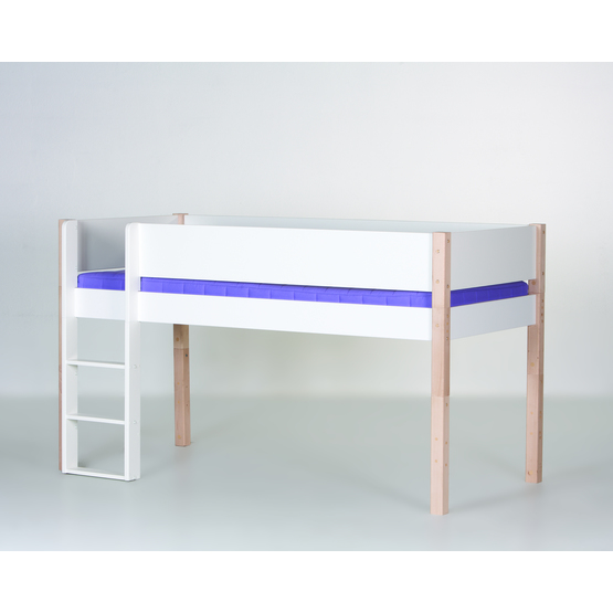 manis-h - frej - miniloftsäng - 90x160 - vit med naturben