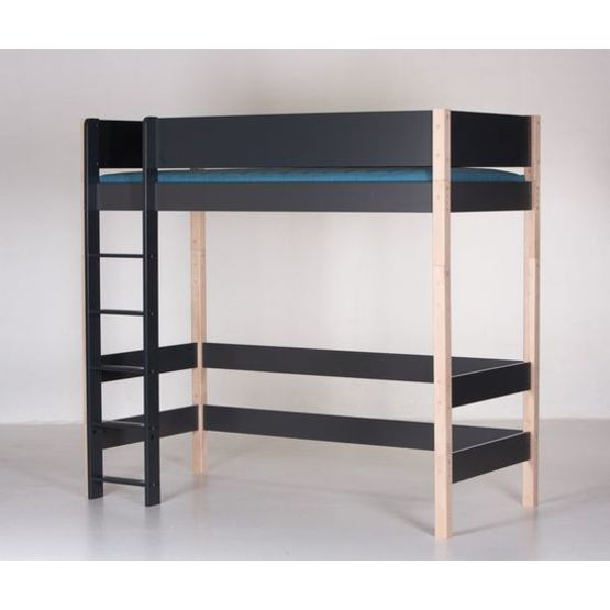 manis-h - gefion - loftsäng - 90x200 - antracit med naturben