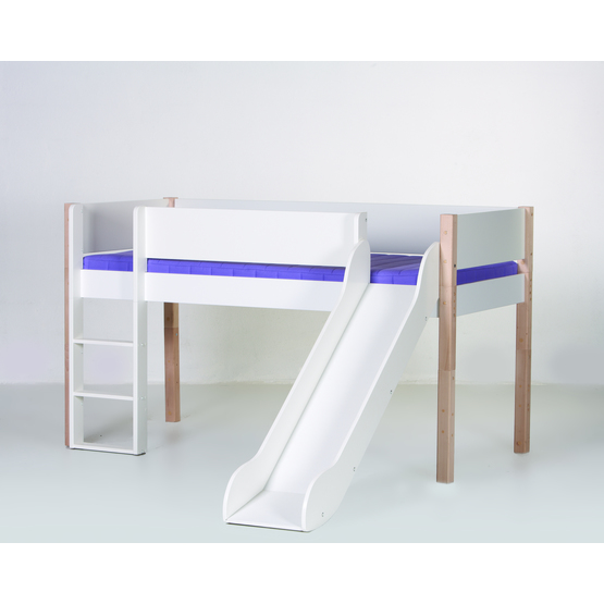 manis-h - loke - miniloftsäng - 90x200 - vit med naturben